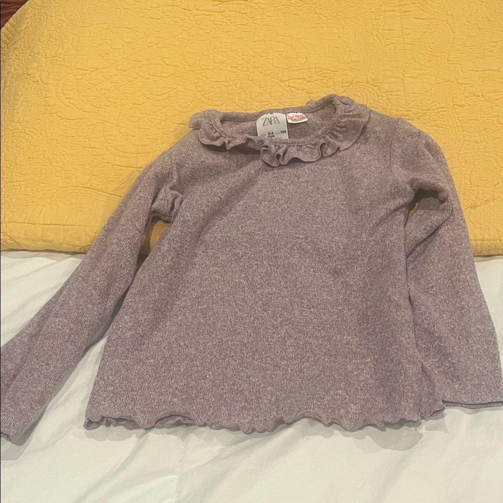 Zara Kids Purple Ruffle Long Sleeve Top